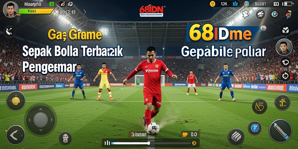 Tampilan gameplay 68IDN dengan aksi sepak bola yang menegangkan.