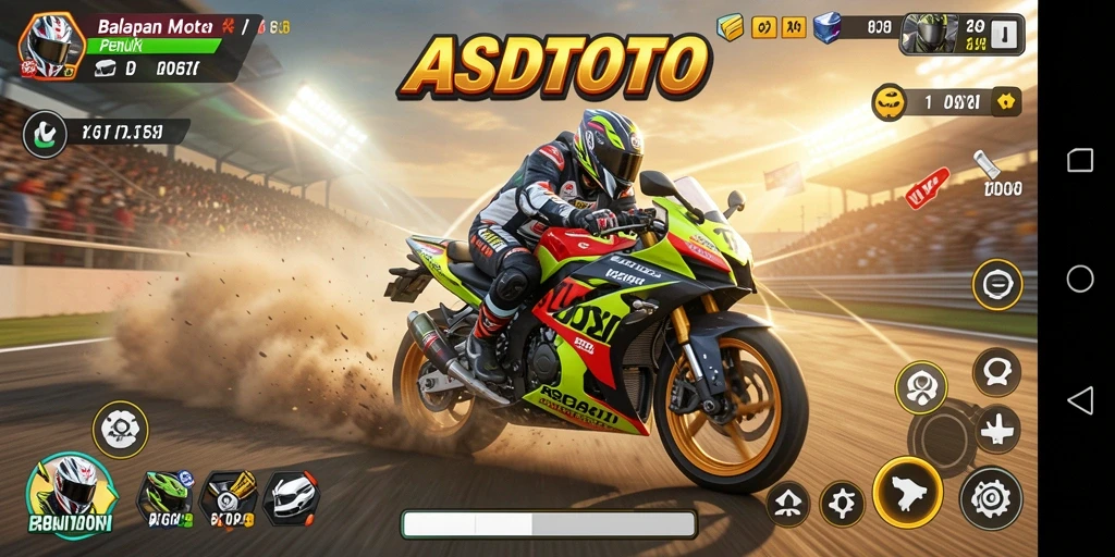 Tampilan gameplay balapan motor yang mendebarkan di ASDTOTO.