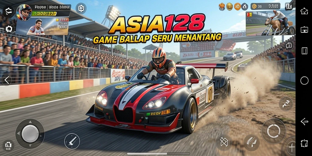 Tampilan menarik dari gameplay balap ASIA128 yang mendebarkan.