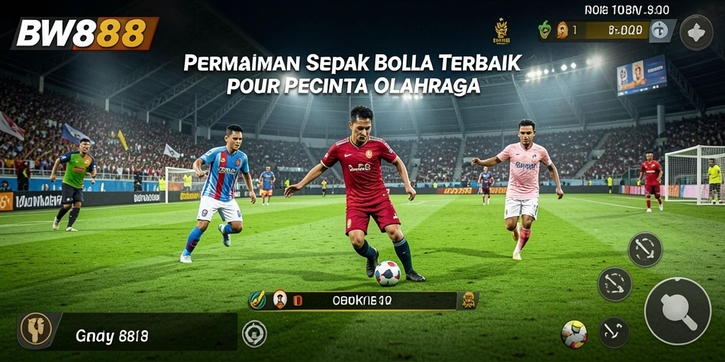 Screenshot gameplay BW888 yang menampilkan aksi seru di lapangan sepak bola.
