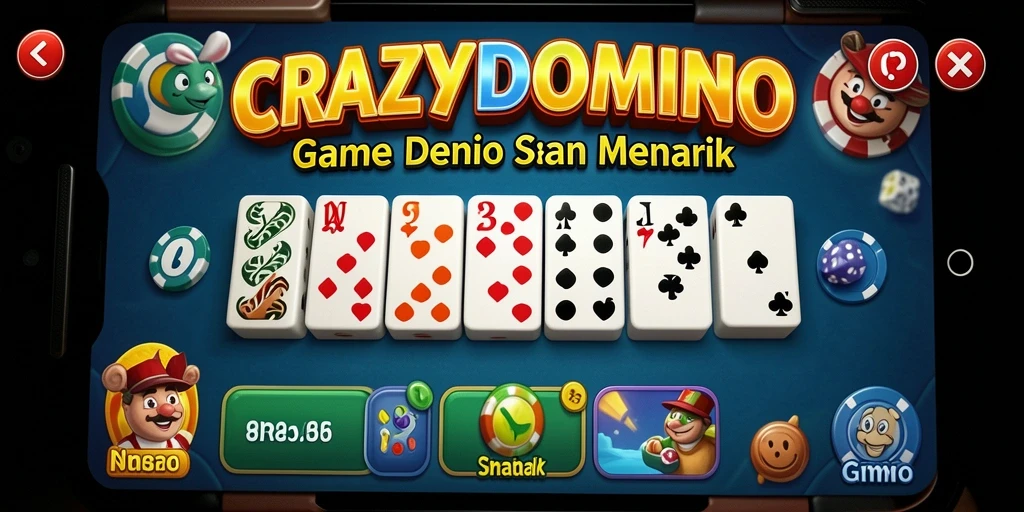 Tampilan utama gameplay CRAZYDOMINO yang seru dan interaktif.