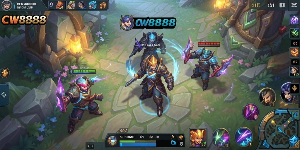 Screenshot CW8888 menunjukkan aksi seru dalam pertarungan MOBA.