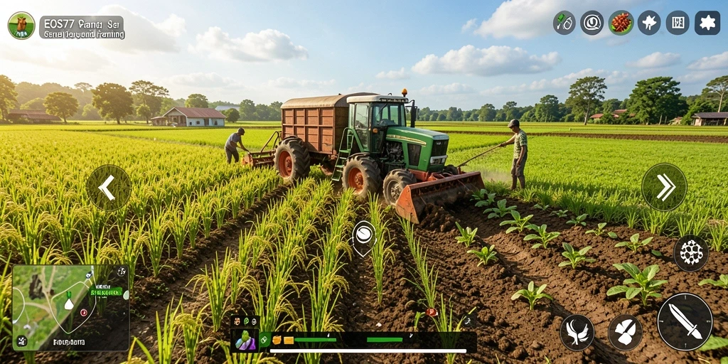 Tampilan gameplay seru dalam game pertanian EOS77.