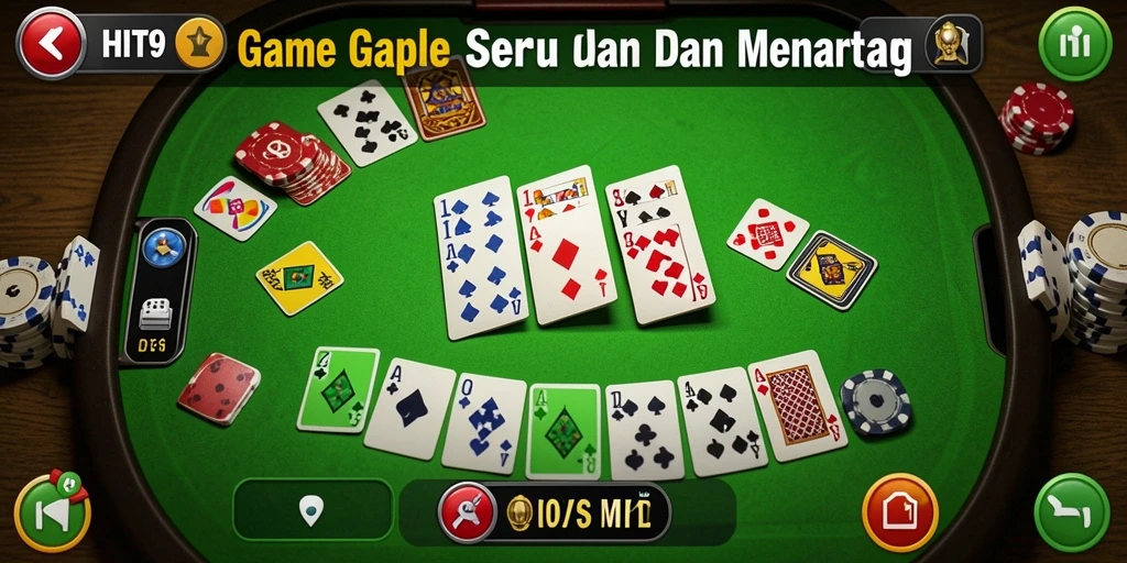 Screenshot gameplay HIT9 menampilkan suasana seru permainan Gaple.