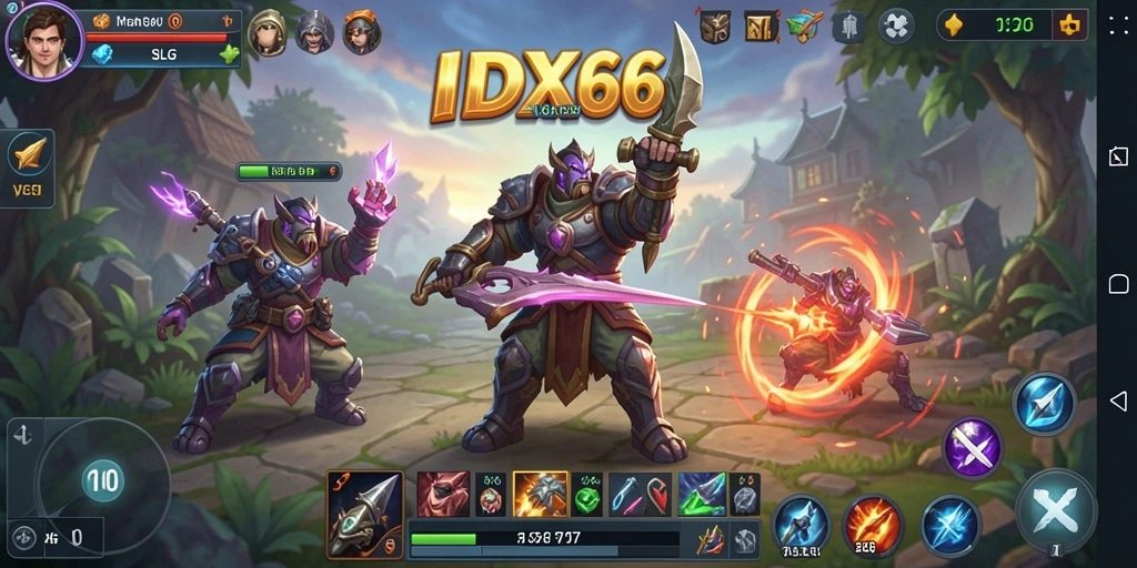 Tangkapan layar gameplay <strong>IDX66</strong> menampilkan pertempuran strategi yang menegangkan.