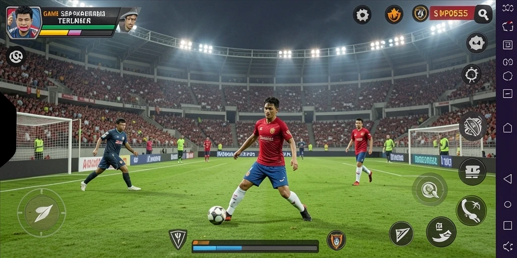 Screenshot MPO555 menampilkan aksi mendebarkan dalam pertandingan sepak bola.