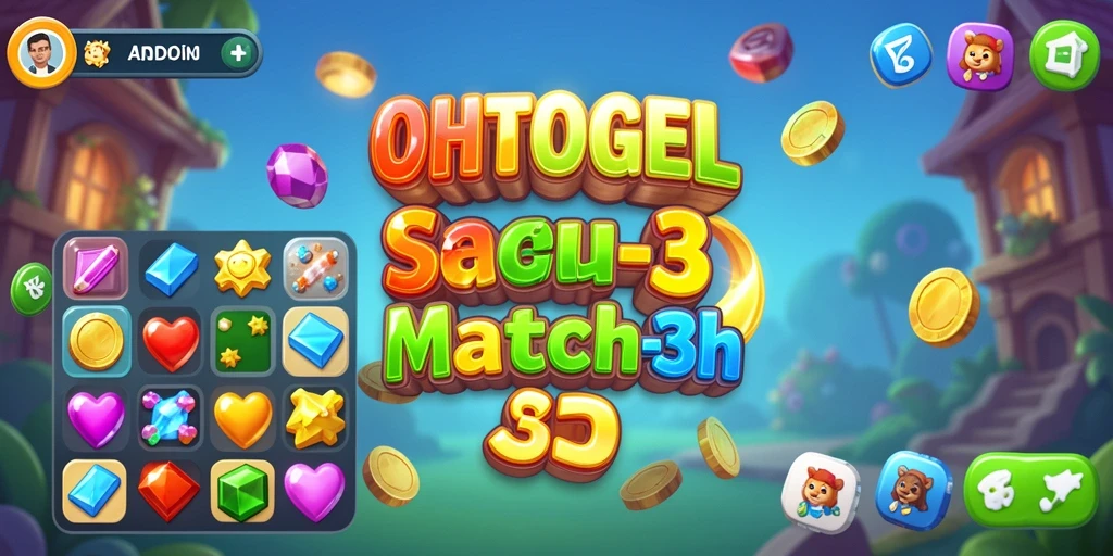 Tampilan gameplay OHTOGEL dengan kombinasi objek berwarna yang seru.