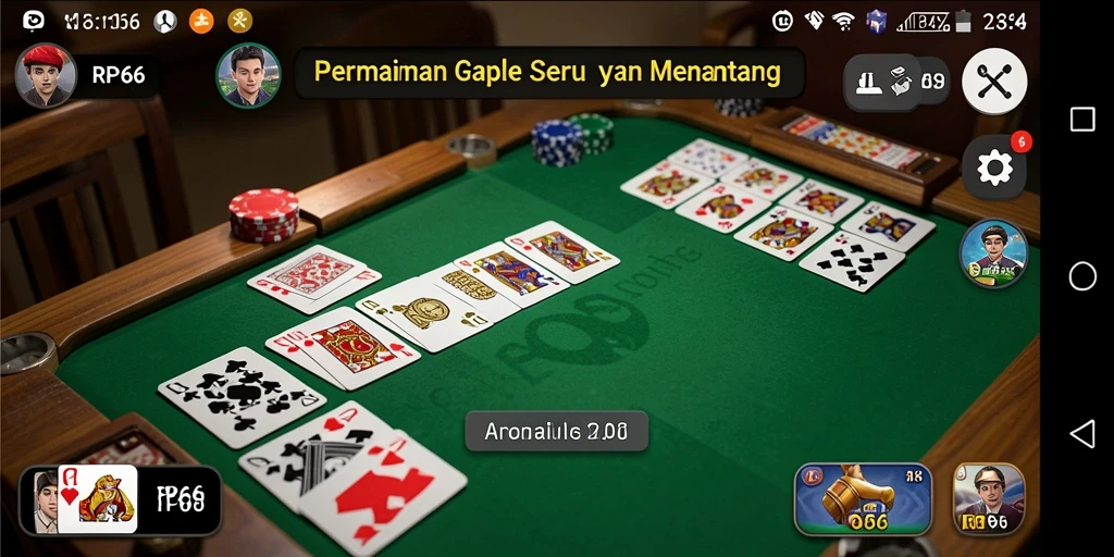 Screenshot gameplay RP66 menampilkan momen seru permainan Gaple.