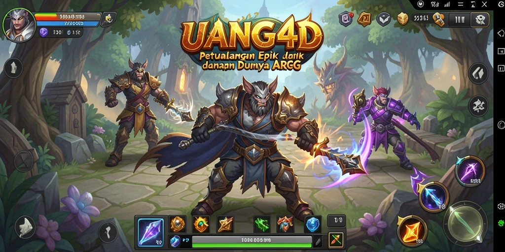 Tangkapan layar gameplay UANG4D yang menampilkan pertempuran epik.